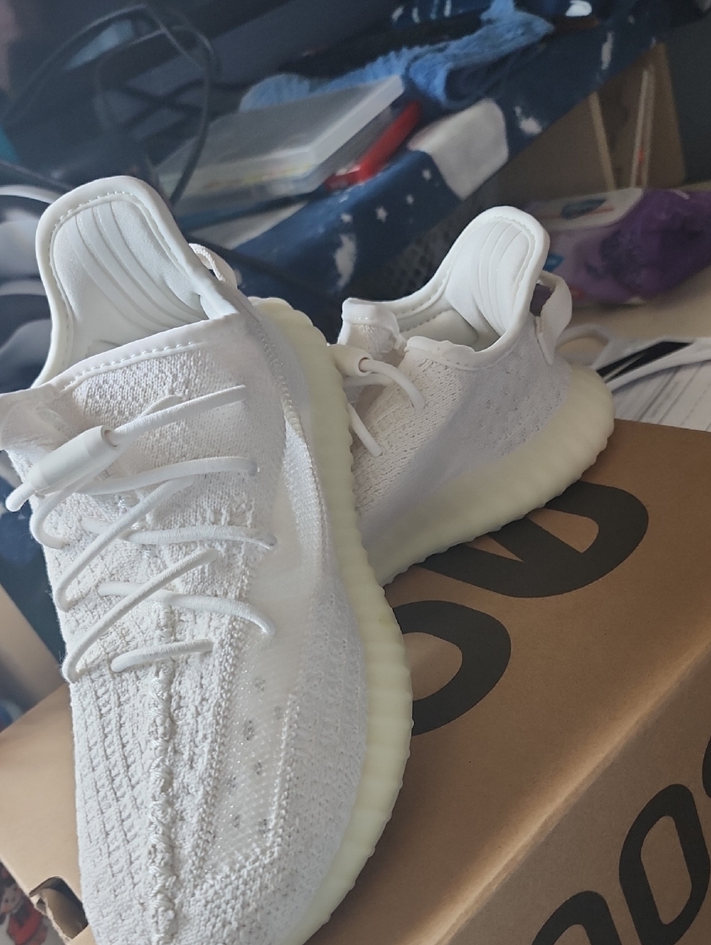 Yeezy Boost Kids' White Knit Sneakers
